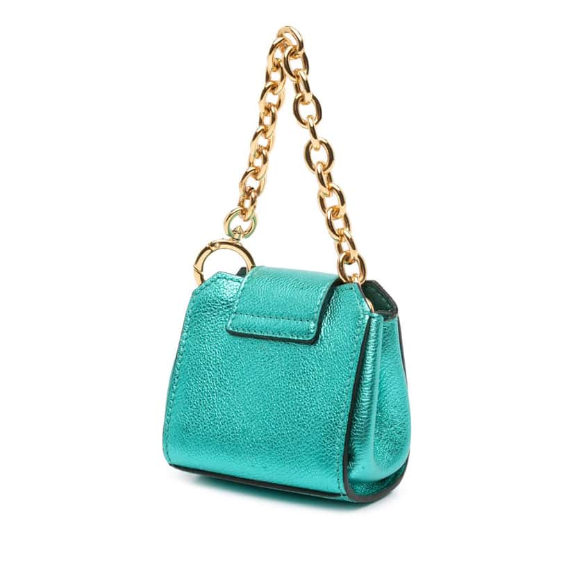 Burberry Mini Metallic Calfskin Buckle Charm Handbag Green Leather Good condition - Back View