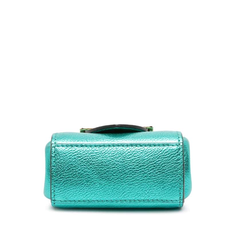 Burberry Mini Metallic Calfskin Buckle Charm Handbag Green Leather Good condition - Inside View
