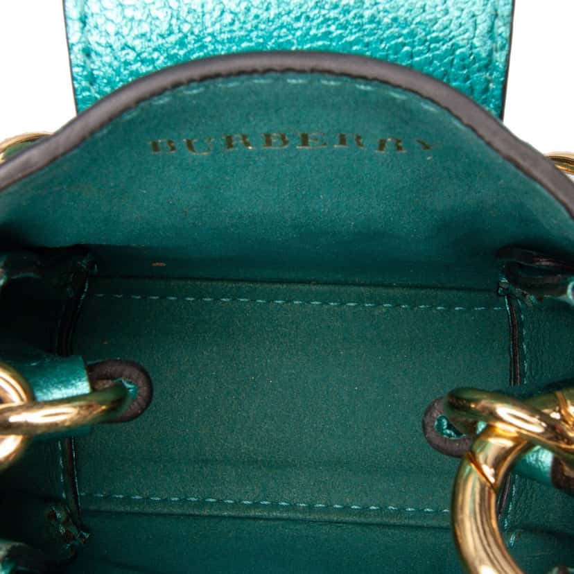Burberry Mini Metallic Calfskin Buckle Charm Handbag Green Leather Good condition - Model View