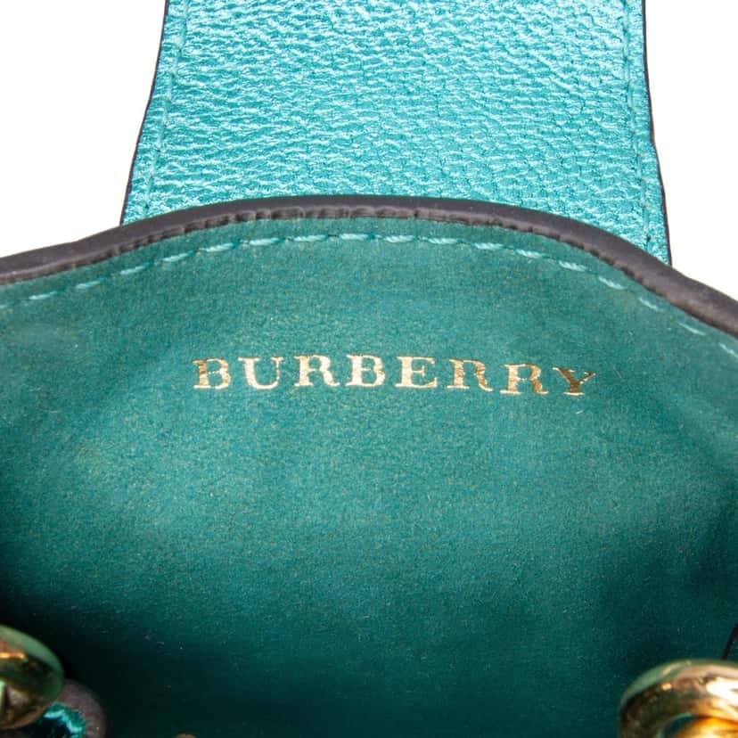 Burberry Mini Metallic Calfskin Buckle Charm Handbag Green Leather Good condition - Box View