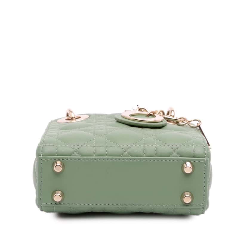Dior Micro Lambskin Cannage Lady Dior Green Leather Good condition - Inside View