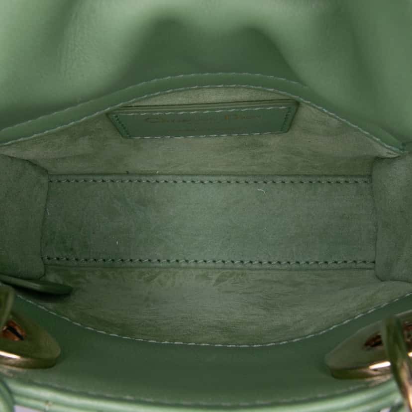 Dior Micro Lambskin Cannage Lady Dior Green Leather Good condition - Model View