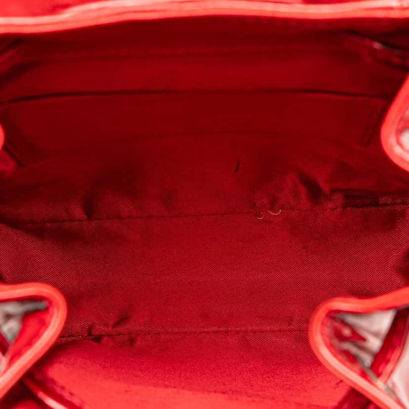 Gucci Mini Patent Bamboo Drawstring Backpack Red Leather Good condition - Model View