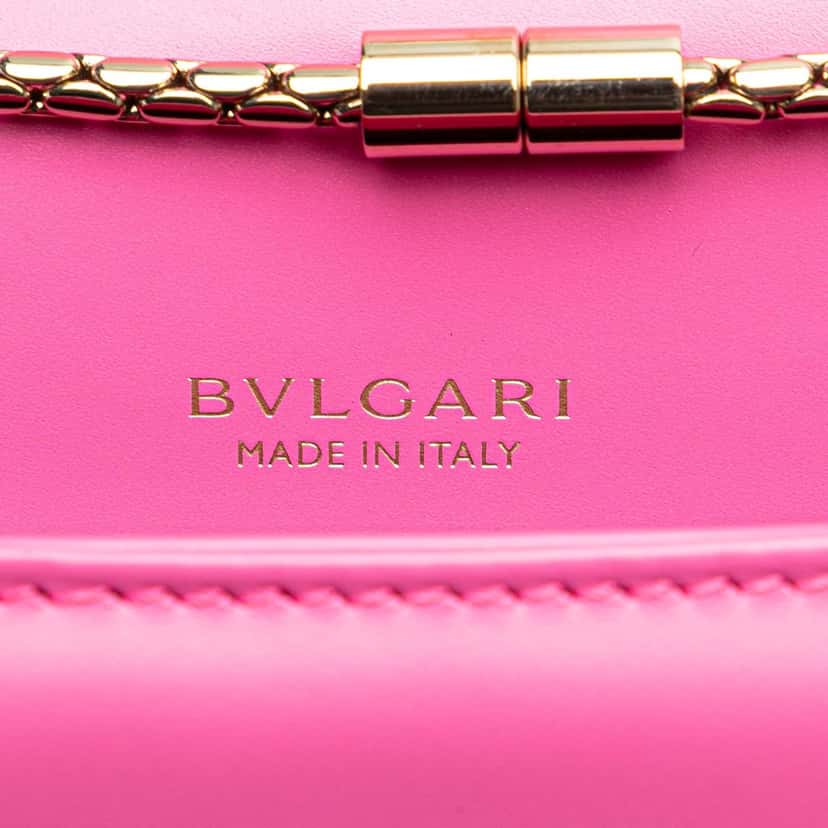 Bvlgari Small Leather Square Serpenti Forever Chain Crossbody Pink Leather Good condition - Box View