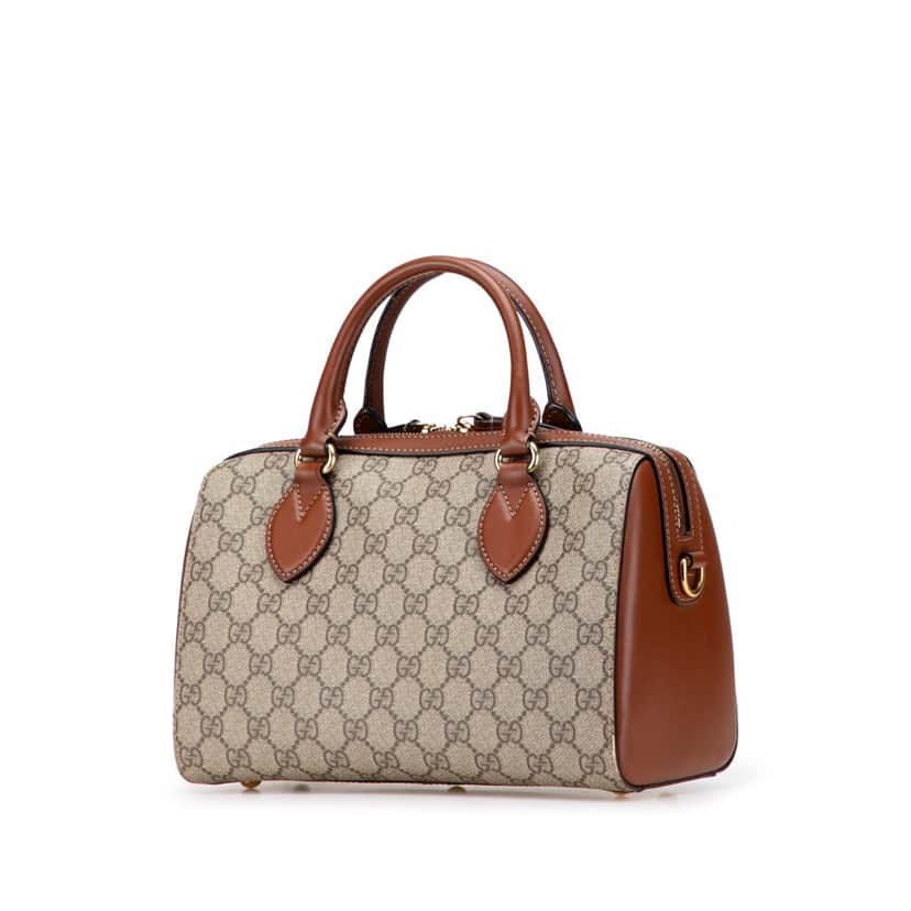 Gucci Small GG Supreme Boston Bag Brown Canvas Good condition - Back View