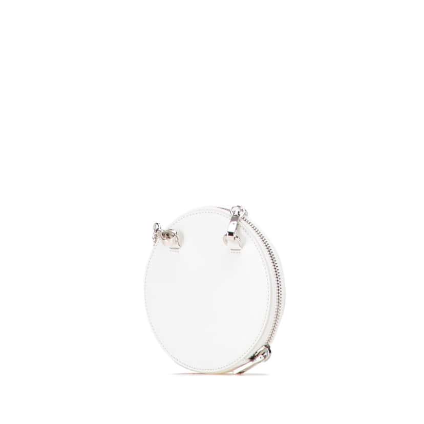Prada Spazzolato Round Chain Coin Crossbody White Leather Good condition - Back View