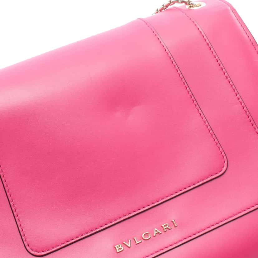 Bvlgari Medium Calfskin Serpenti Forever Shoulder Bag Pink Leather Good condition - Box View