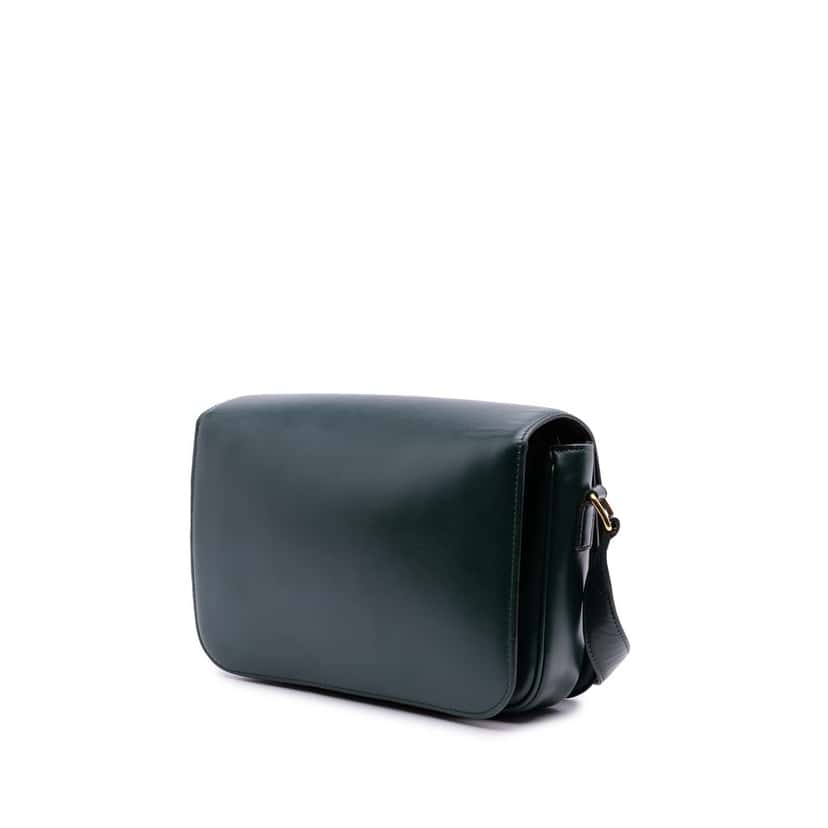 Celine Classique Shiny Calfskin Triomphe Crossbody Green Leather Good condition - Back View