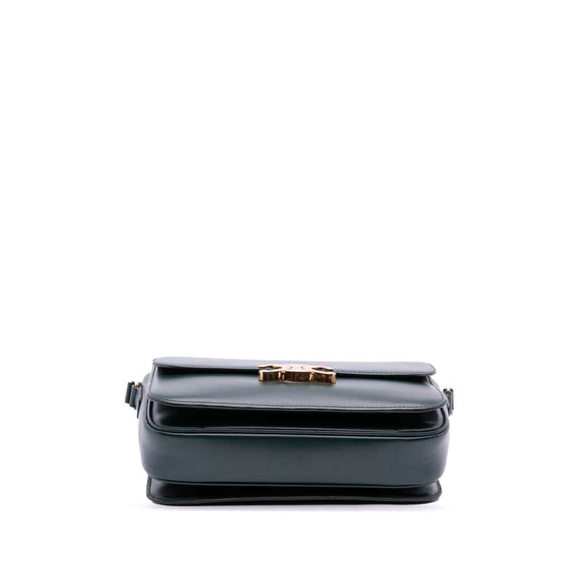 Celine Classique Shiny Calfskin Triomphe Crossbody Green Leather Good condition - Inside View