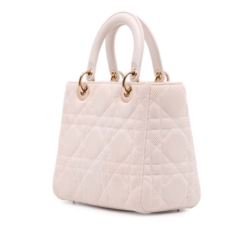 Dior Medium Mesh Cannage Lady Dior Pink Polyester Good condition - Back View