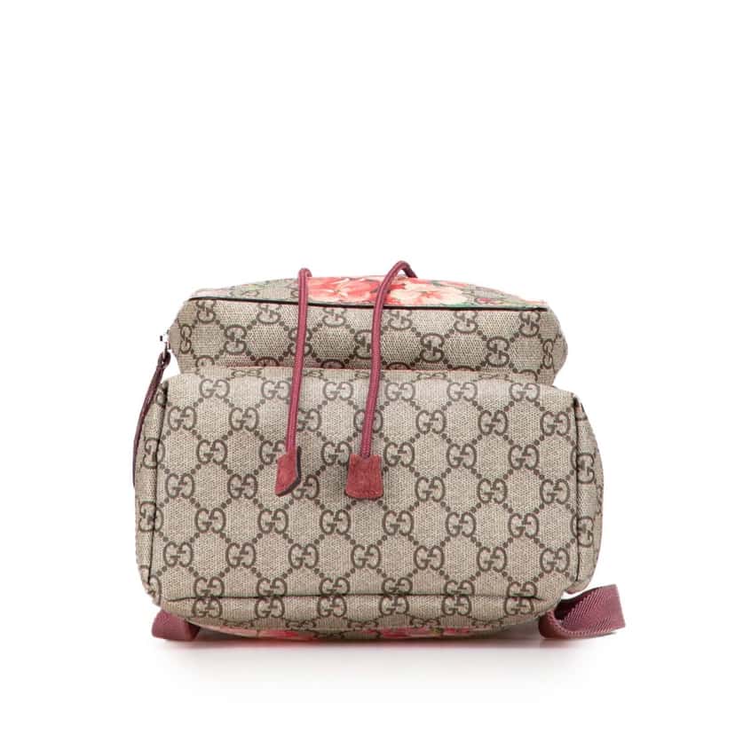 Gucci Small GG Supreme Blooms Single Buckle Backpack Brown Canvas Good condition - Inside View