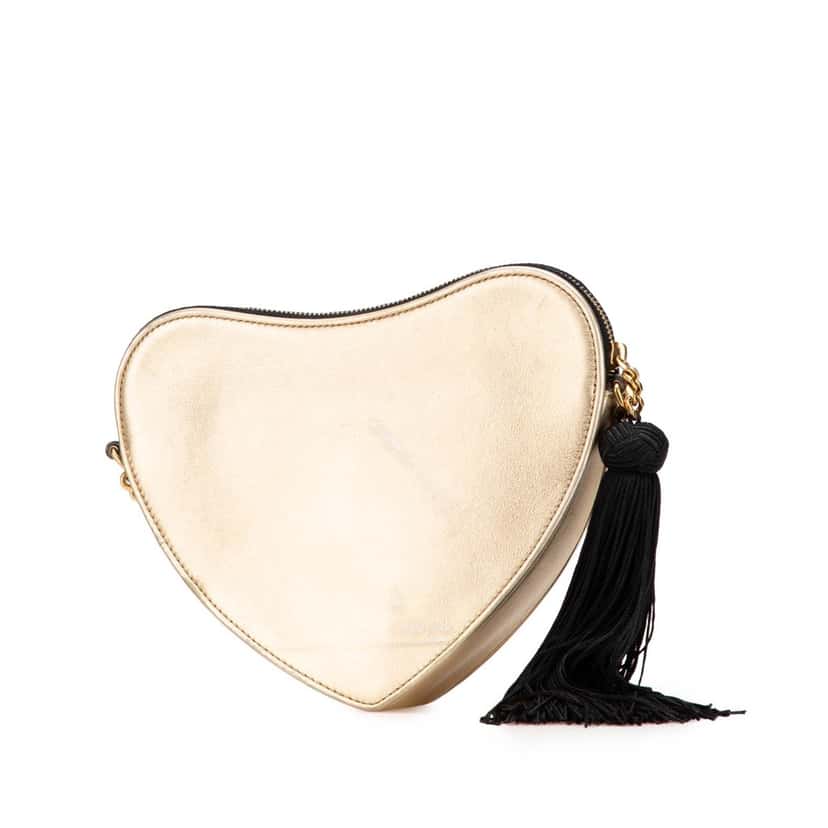 Saint Laurent Metallic Calfskin Heart Monogram Crossbody Gold Leather Good condition - Back View
