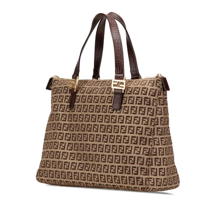 Fendi Zucchino Canvas Tote Brown Canvas Good condition - Back View