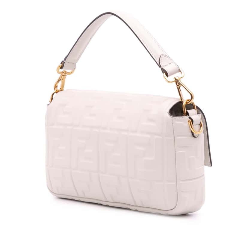 Fendi Zucca Embossed Leather Baguette Satchel Brown Leather Good condition - Back View