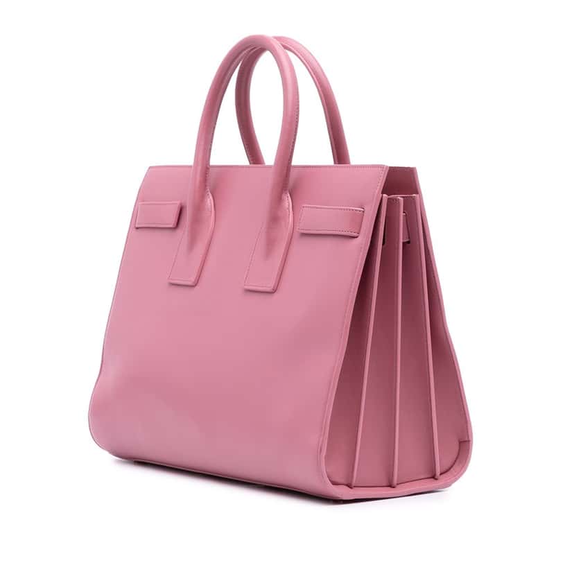 Saint Laurent Small Leather Sac De Jour Satchel Pink Leather Good condition - Back View