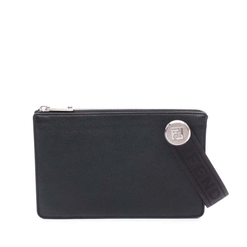 Fendi Leather Roma Chiodo Clutch Black Leather Good condition - Front View