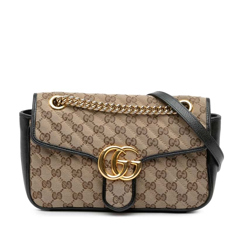 Gucci Small GG Marmont Matelasse Canvas Flap Crossbody Brown Canvas Good condition - Front View