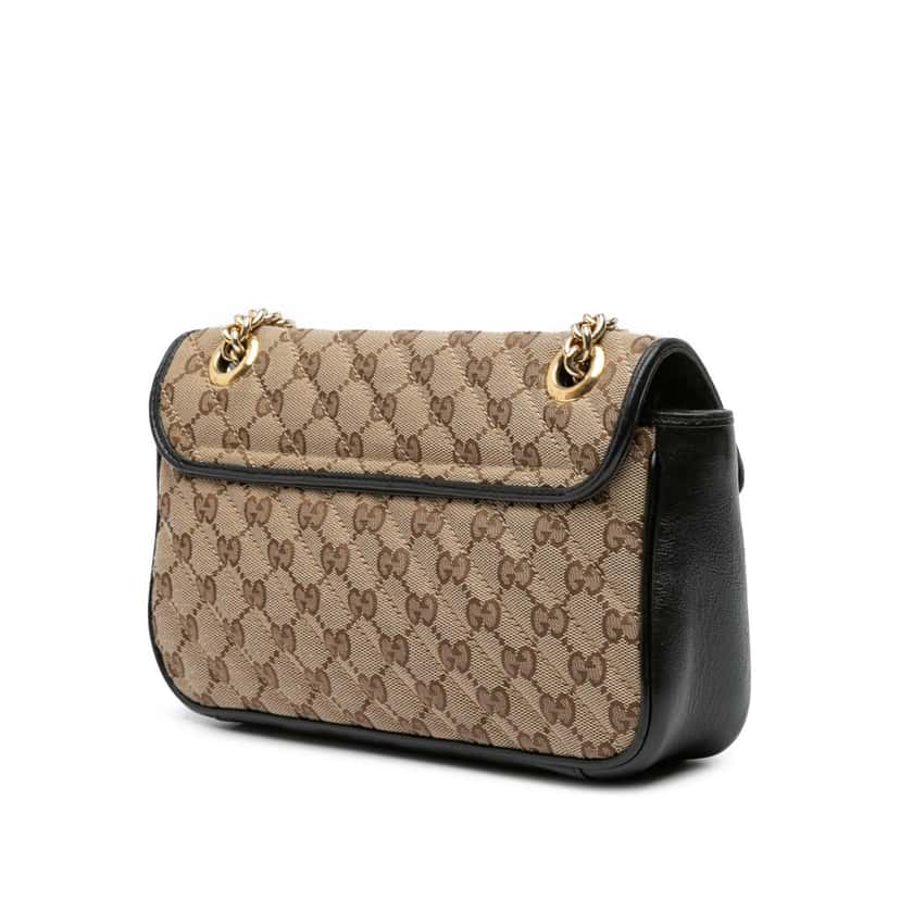 Gucci Small GG Marmont Matelasse Canvas Flap Crossbody Brown Canvas Good condition - Back View