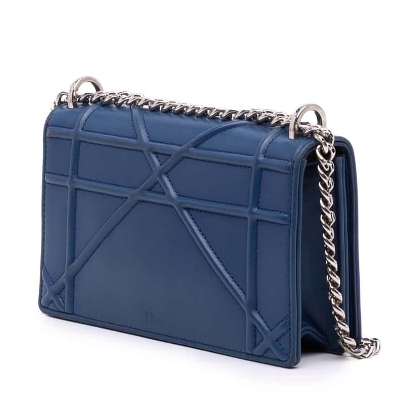 Dior Mini Lambskin Diorama Flap Blue Leather Good condition - Back View