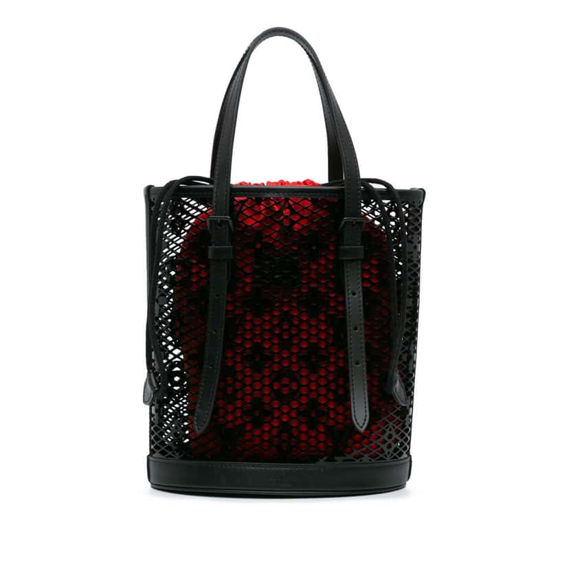 Louis Vuitton Monogram Lace Bucket PM Black Leather Good condition - Front View