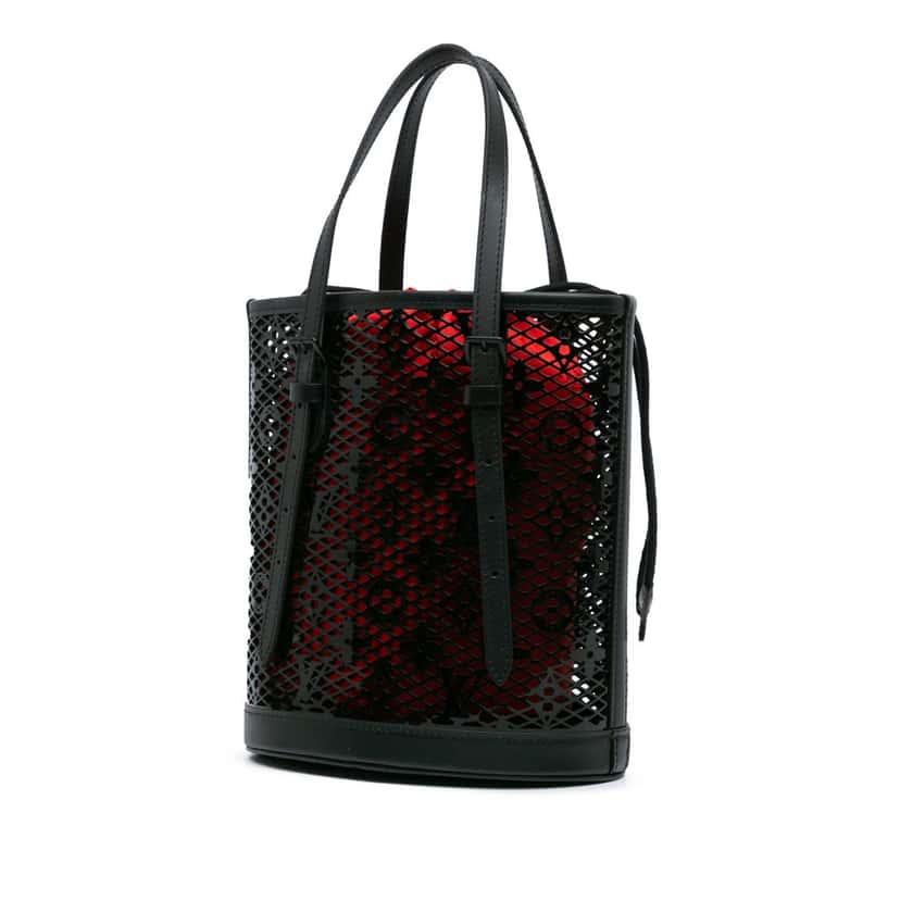 Louis Vuitton Monogram Lace Bucket PM Black Leather Good condition - Back View