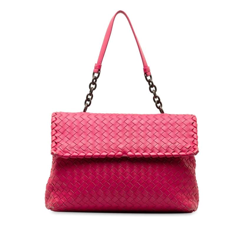 Bottega Veneta Large Intrecciato Olimpia Pink Leather Good condition - Front View