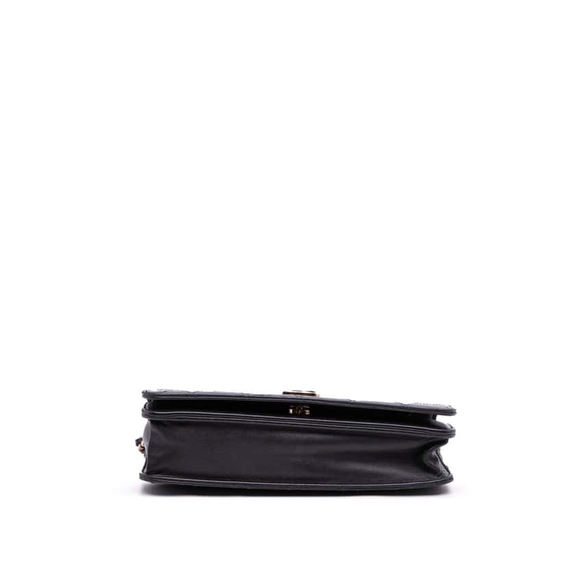 Chanel CC Quilted Lambskin Wallet On Chain Black Leather Good condition - Inside View
