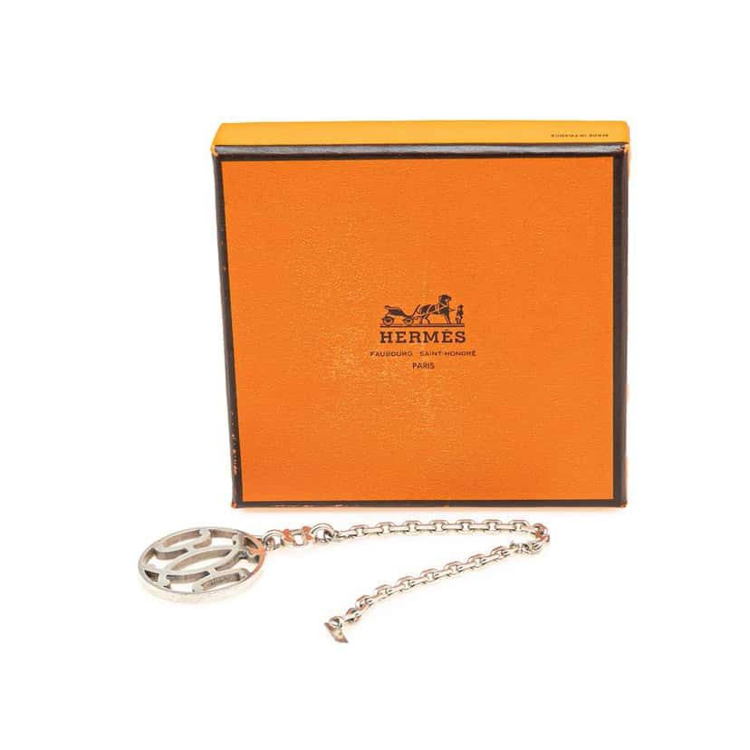 Hermès Palladium Plated H Logo Bag Charm Silver Metal Good condition - Box View