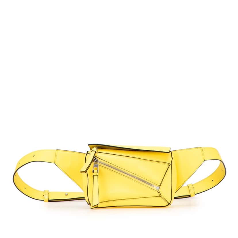 Loewe Mini Calfskin Puzzle Bumbag Yellow Leather Good condition - Front View