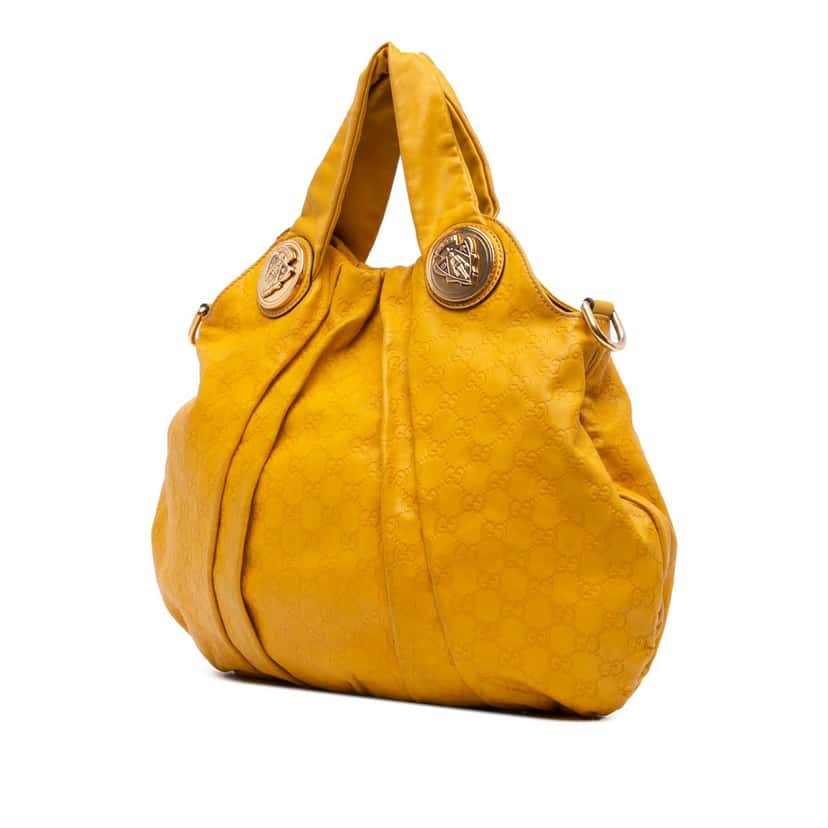 Gucci Large Guccissima Hysteria Satchel Yellow Leather Good condition - Back View