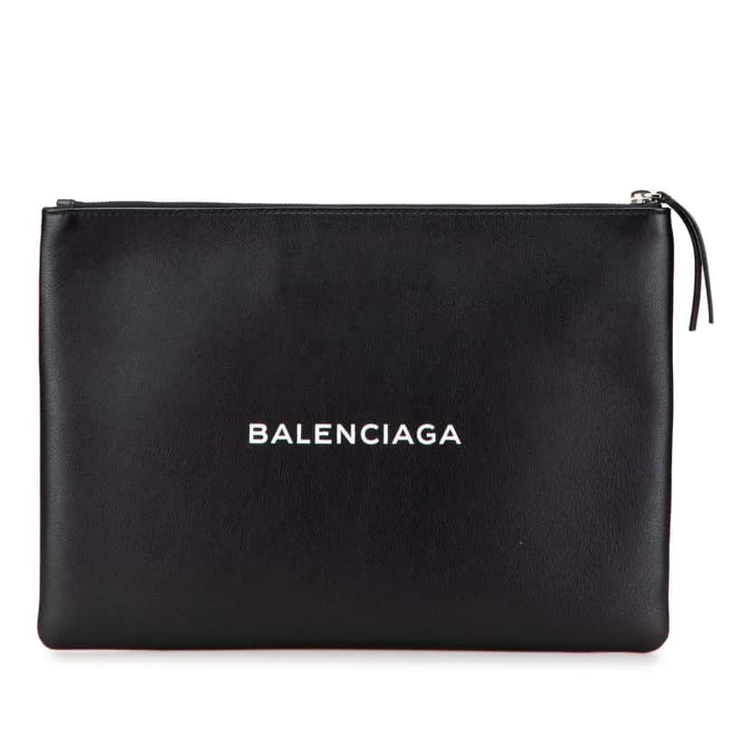 Balenciaga Leather Everyday Clutch Black Leather Good condition - Front View