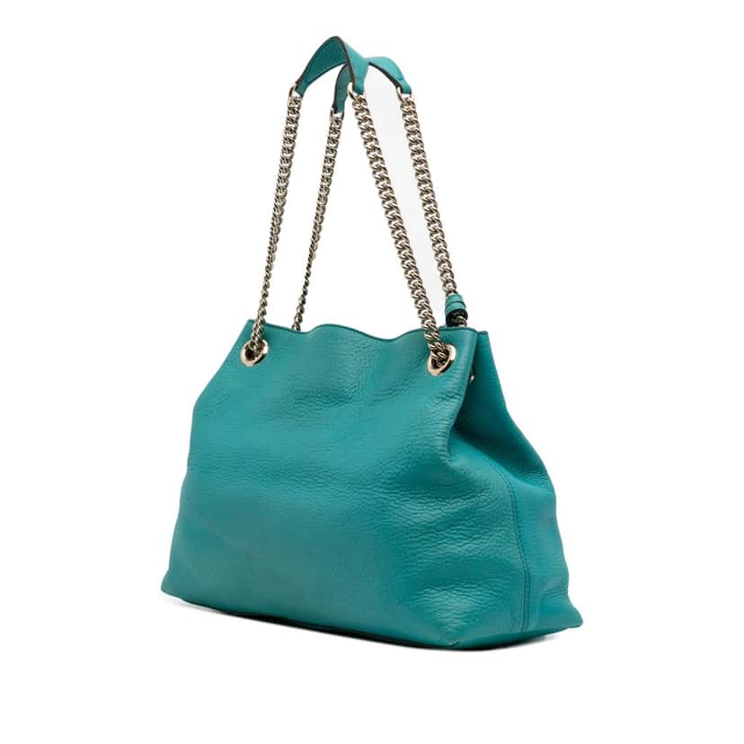 Gucci Medium Leather Soho Chain Tote Blue Leather Good condition - Back View