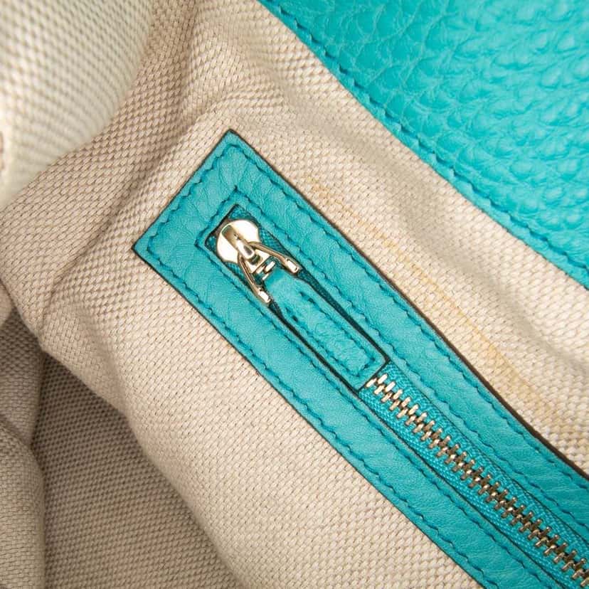 Gucci Medium Leather Soho Chain Tote Blue Leather Good condition - Box View