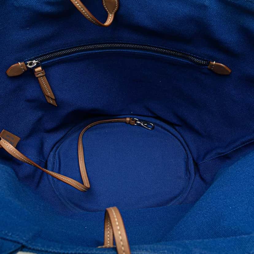 Prada Medium Canvas Canapa Logo Convertible Shopping Tote Blue Canvas Good condition - Model View