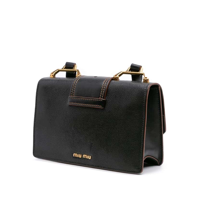 Miu Miu Goatskin Madras Soft Calf Crystal Embellished Crossbody Black Leather Good condition - Back View