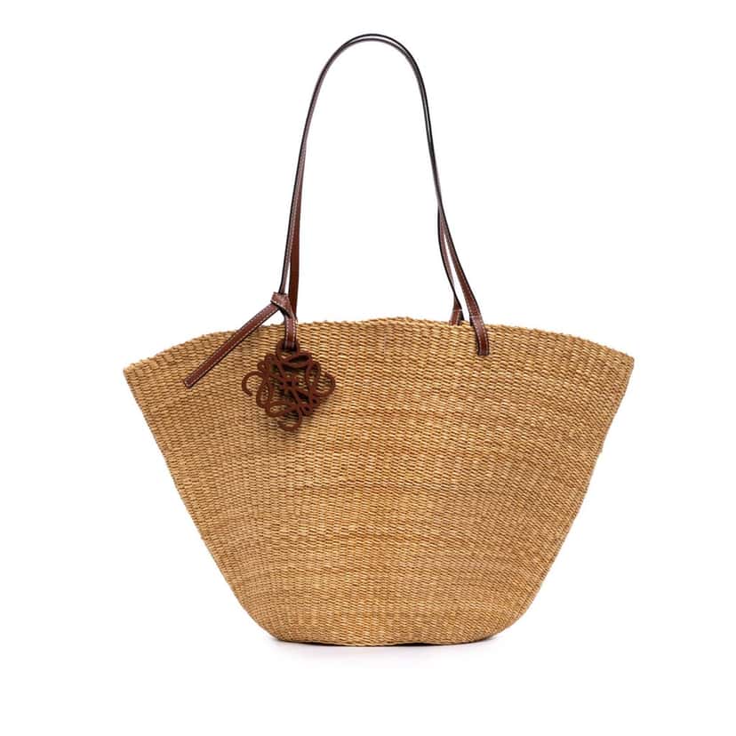 Loewe Medium Elephant Grass Shell Basket Bag Brown Good condition - Front View