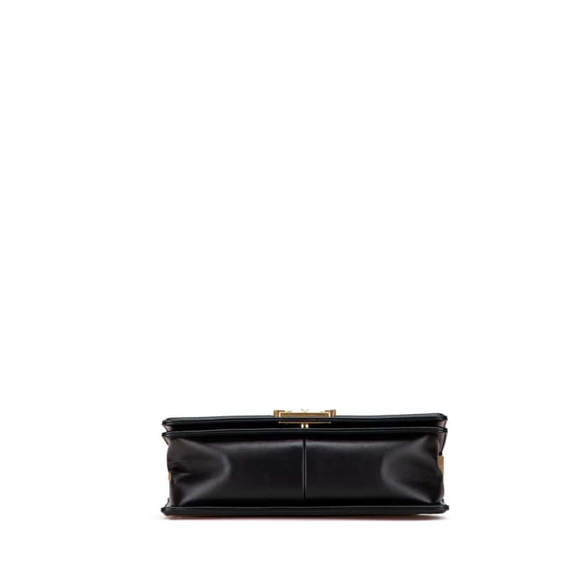 Chanel Old Medium Braided Chevron Cotton and Lambskin Boy Flap Black Cotton Good condition - Inside View