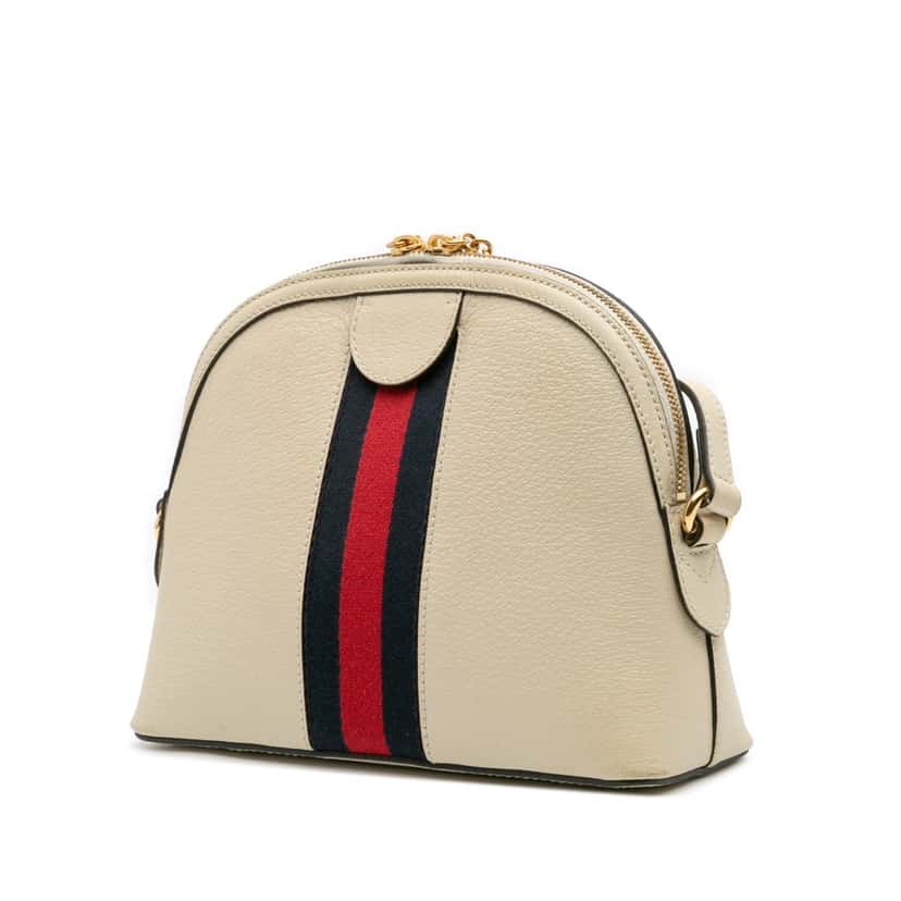 Gucci Small Leather Ophidia Dome Crossbody White Leather Good condition - Back View