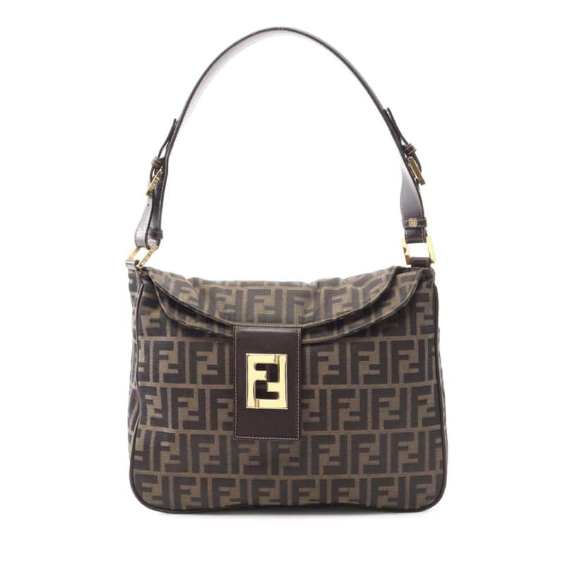 Fendi Zucca Canvas Double Flap Mamma Brown Canvas Good condition - Front View