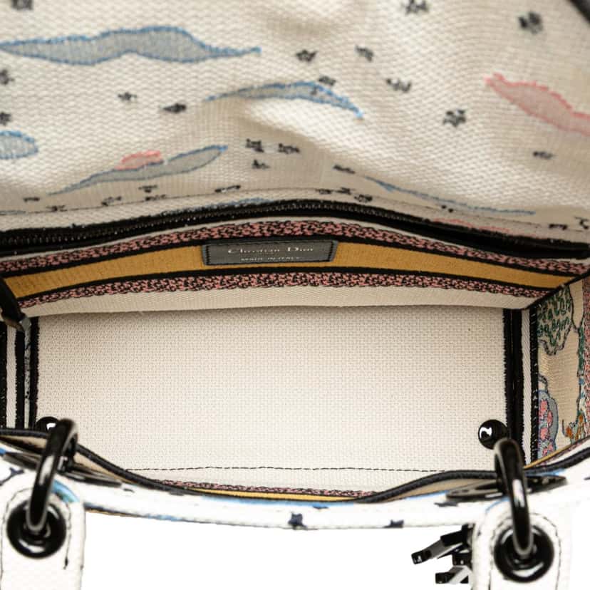 Dior Medium Canvas Embroidered Ciel De Reve Lady D Lite White Canvas Good condition - Model View