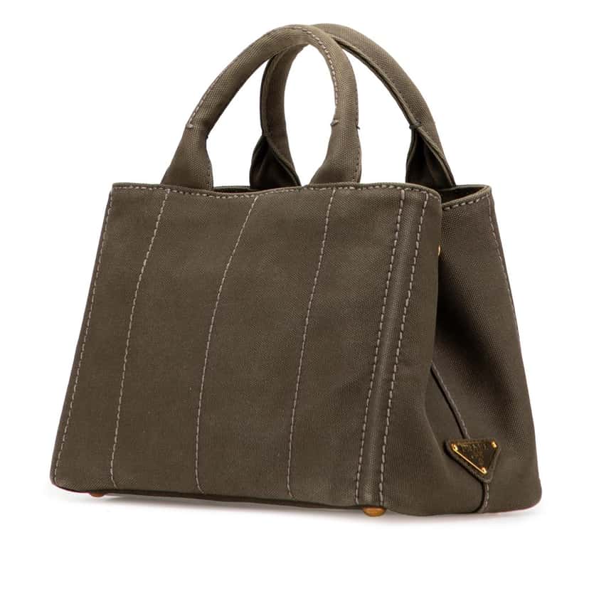Prada Small Canvas Canapa Logo Satchel Brown Canvas Good condition - Back View