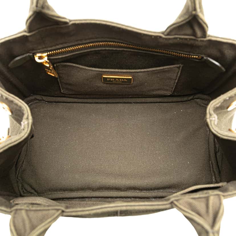 Prada Small Canvas Canapa Logo Satchel Brown Canvas Good condition - Model View