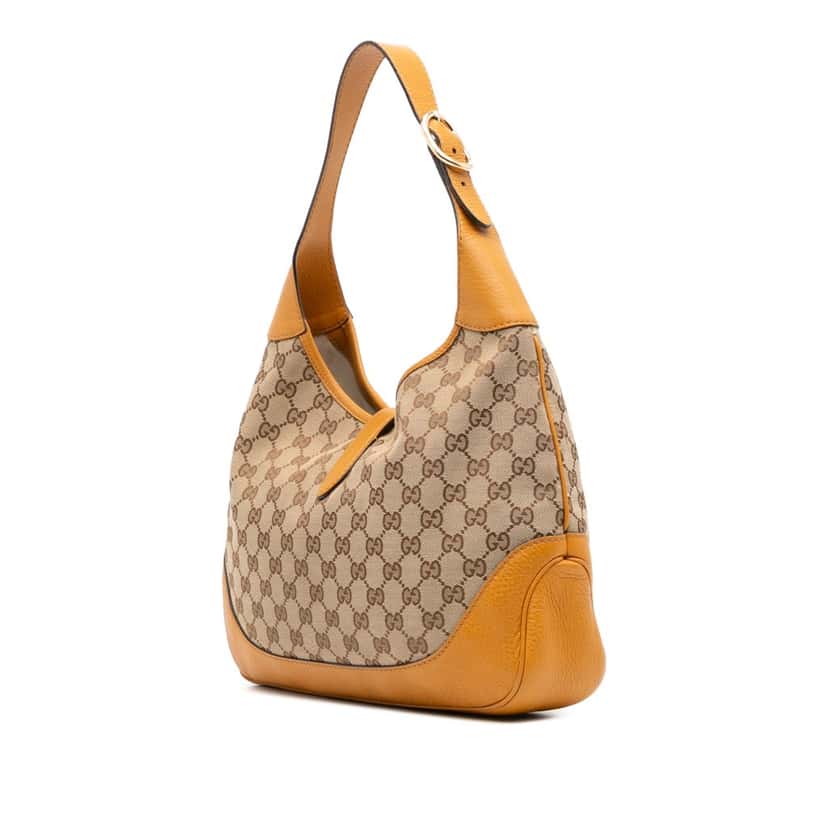 Gucci GG Canvas Web Jackie O Bouvier Crossbody Brown Canvas Good condition - Back View
