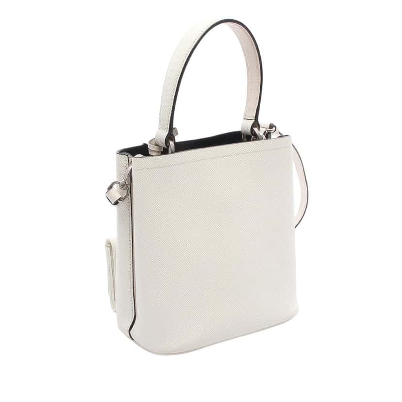 Prada Small Saffiano Cuir Smalto Panier Satchel White Leather Good condition - Back View