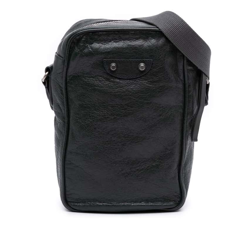 Balenciaga Lambskin Motocross Classic Reporter Crossbody Green Leather Very good condition - Front View