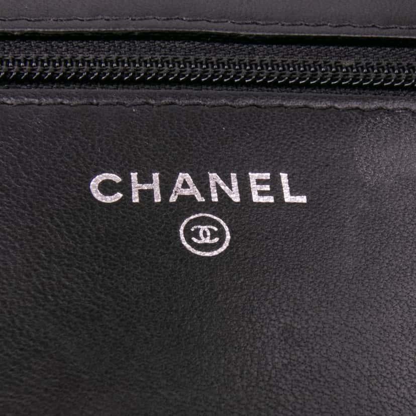 Chanel Chevron Lambskin Studded Wallet On Chain Black Leather Good condition - Box View