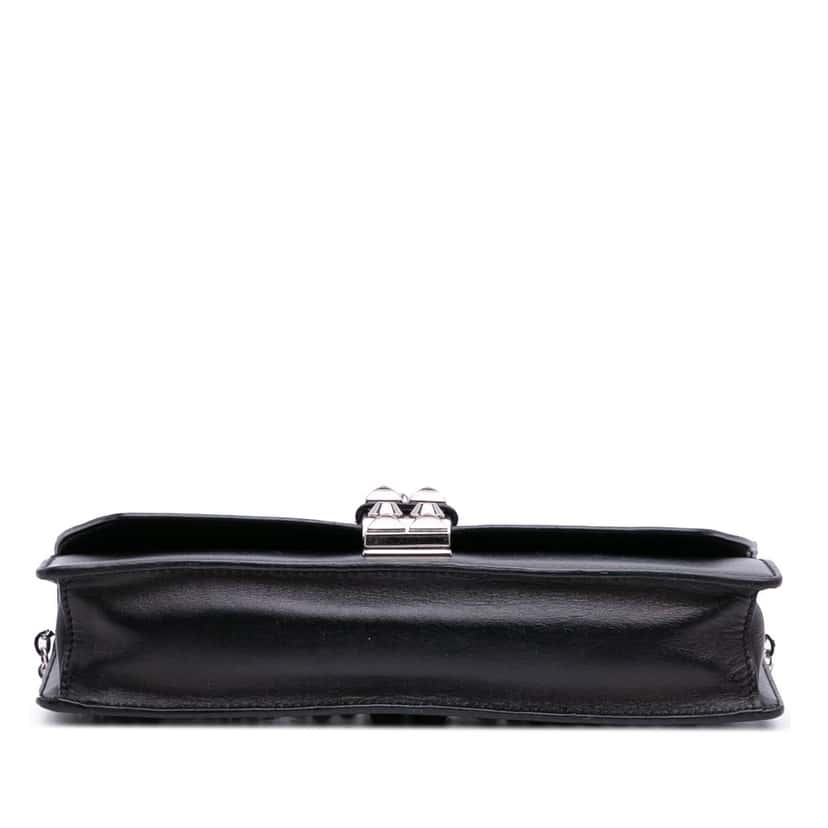 Prada City Calfskin and Saffiano Studded Elektra Clutch with Chain Black Leather Good condition - Inside View