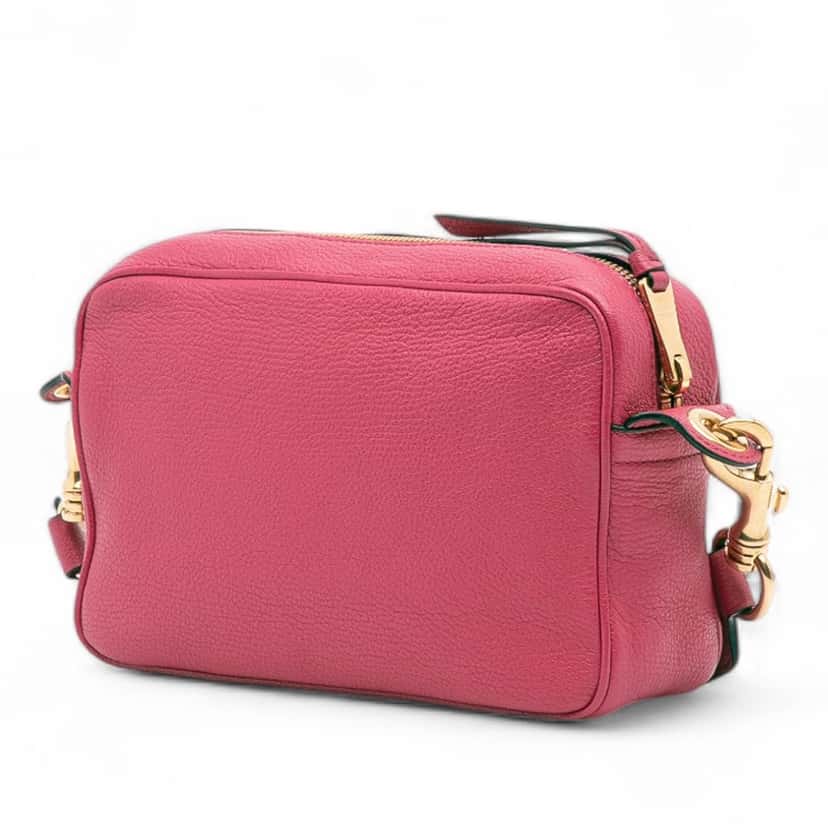 Miu Miu Goatskin Madras Camera Bag Pink Leather Good condition - Back View