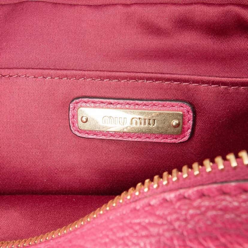 Miu Miu Goatskin Madras Camera Bag Pink Leather Good condition - Box View