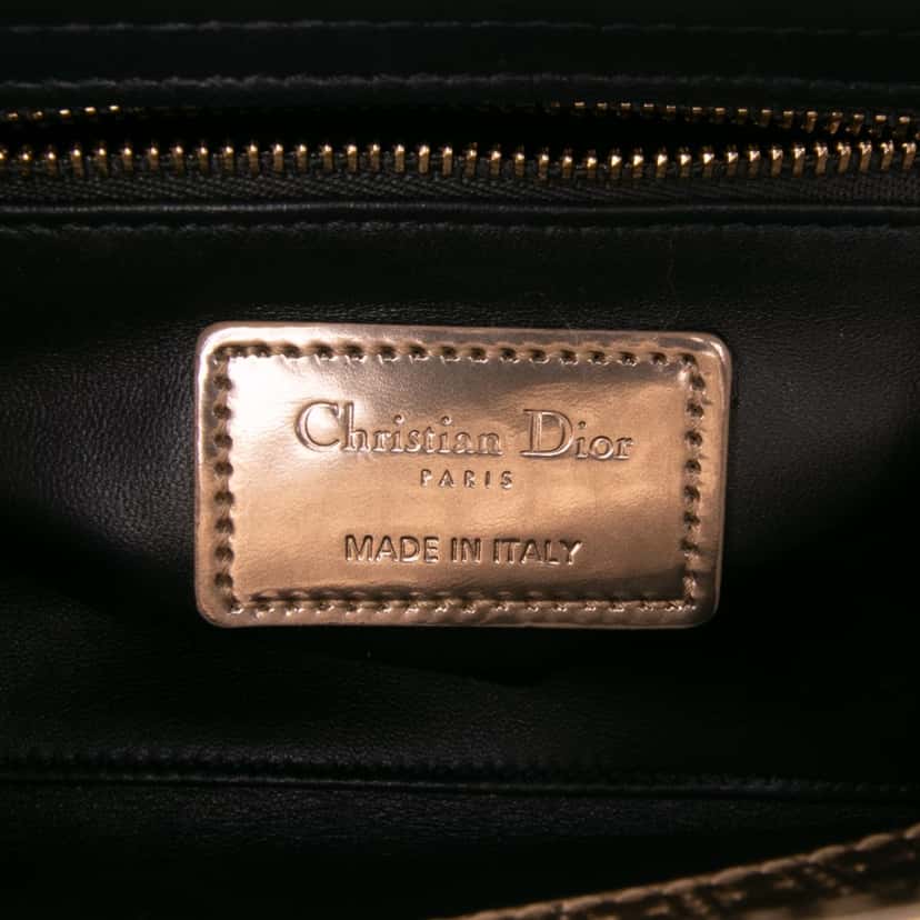 Dior Mini Metallic Patent Microcannage Lady Dior Gold Leather Good condition - Box View